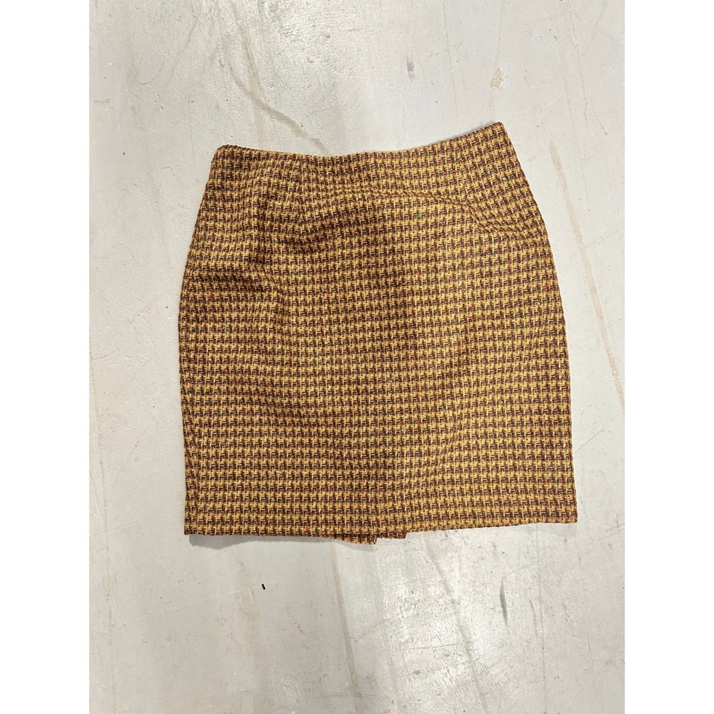 Capezio Vintage Brown Tweed Pencil Skirt High Waisted Wool Blend Size 12